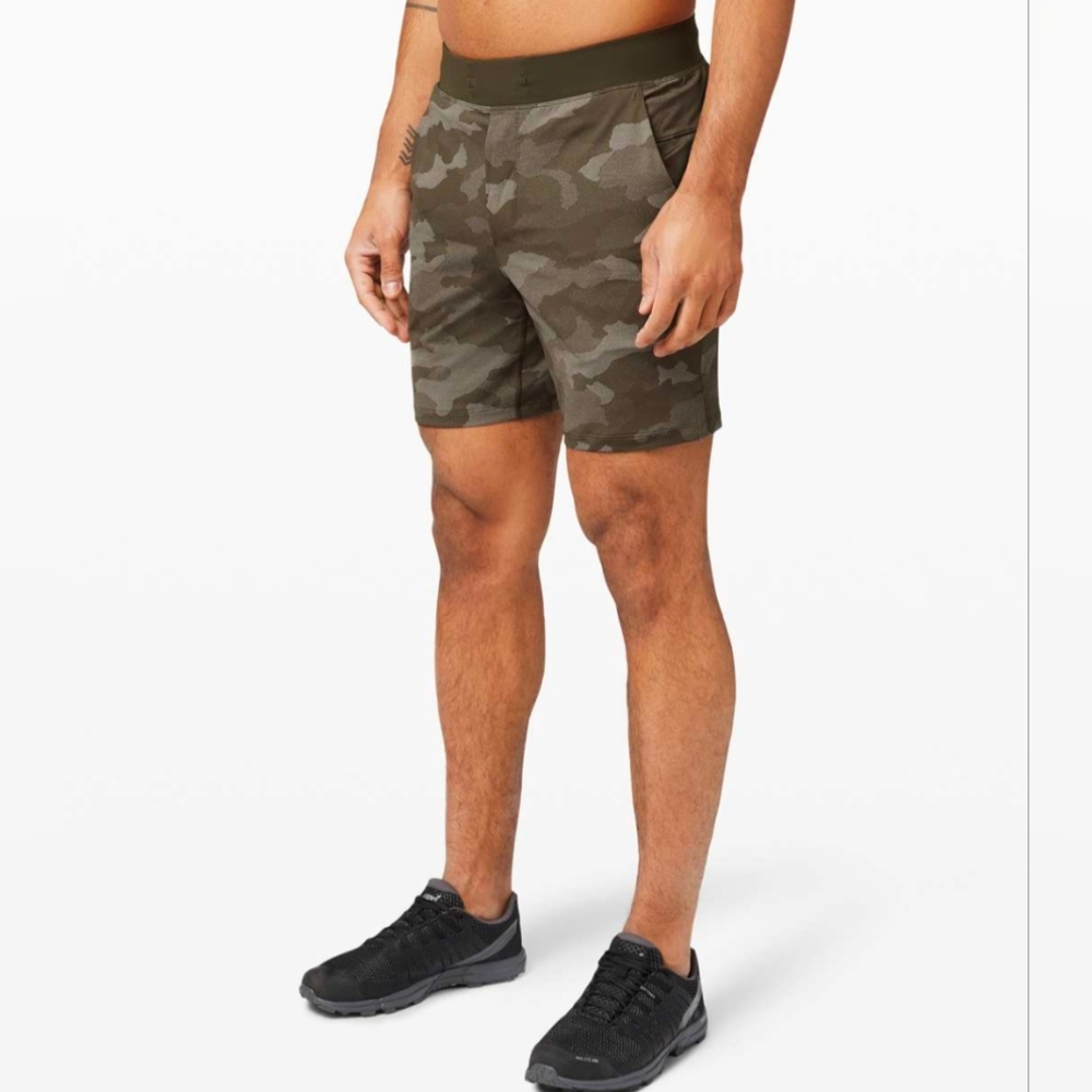 Lululemon T.H.E. Short 7" Mesh *Linerless Variegated Mesh Camo Max Dark Olive